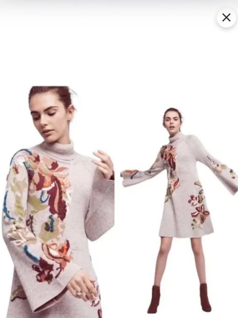 Anthropologie Embroidered Petals Swing Dress - Size XXS - NWOT